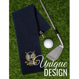 CybGene 60th Birthday Gifts for Men, Funny Golf Towels, 60 Years Old Gift for Golf Lovers, Husband, Dad, Grandpa, Boss, Coworkers