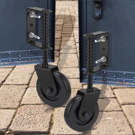 Real Fancy 4.3" Heavy Duty Gate Wheel - Gate Caster with Spring Loaded Gaster, 360° Swivel Rubber for Wooden/Barn Gate, Rust-Resistant Outdoor Gate Support Wheel, 2 Pack