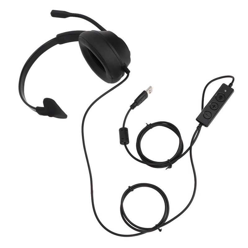 Telephone Headset Noise Cancelling Clear Chat USB Plug Computer Headphone