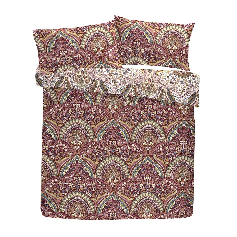 Dreams & Drapes - Maroon Jacobean Duvet Cover - Single