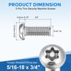 sourcing map 5Pcs Torx Security Machine Screws, 5/16-18 x 3/4"
