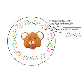 Oasis Supply Edible Fun Shapes | Edible Royal Icing Hand Painted Cookie Faces | Decorate Cakes & Cookies | Size: 2.25" | 4 Count | Bear Face