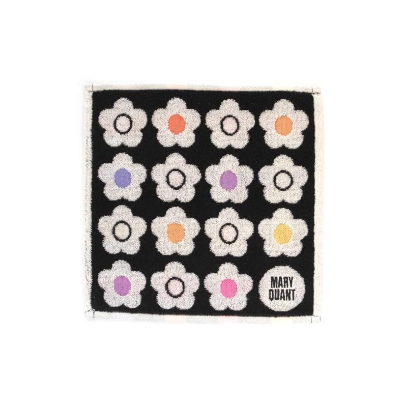MARY QUANT 192005-0024-03 Towel Handkerchief, Colorful Daisy, Black, Women's, Hand