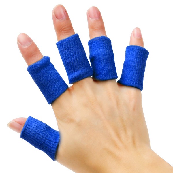 Senkary 20 Pieces Finger Sleeves Protectors Thumb Brace Support Elastic Compression Protector for Relieving Pain, Arthritis,Trigger Finger, Sports (Blue)