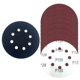 Art Color Foam Soft Pad 125 mm for Bosch Random Orbital Sander (8 Holes) Including 10x Sanding Discs Grit P120 - Soft Pad with Velcro for Sanding Discs