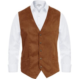 Gioberti Men's 5 Button Faux Suede Vest, Camel, Large