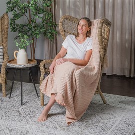 Comfy Cubs Waffle Blanket Twin, 90" x 66" - 100% Cotton Lightweight Breathable Bed Blanket - Soft Textured Thermal Weave for All Seasons – Decorative Cozy Layer for Couch, Sofa, or Bed - Blush