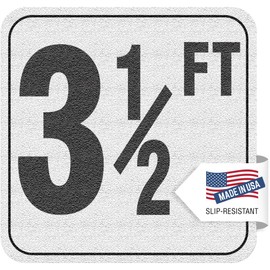 Aquatic Custom Tile 3 1/2FT Depth Markers, 6x6 Inch Vinyl Stickers, Swimming Pool Number Signage, Adhesive Pool Depth Markers for Decks, Made in USA