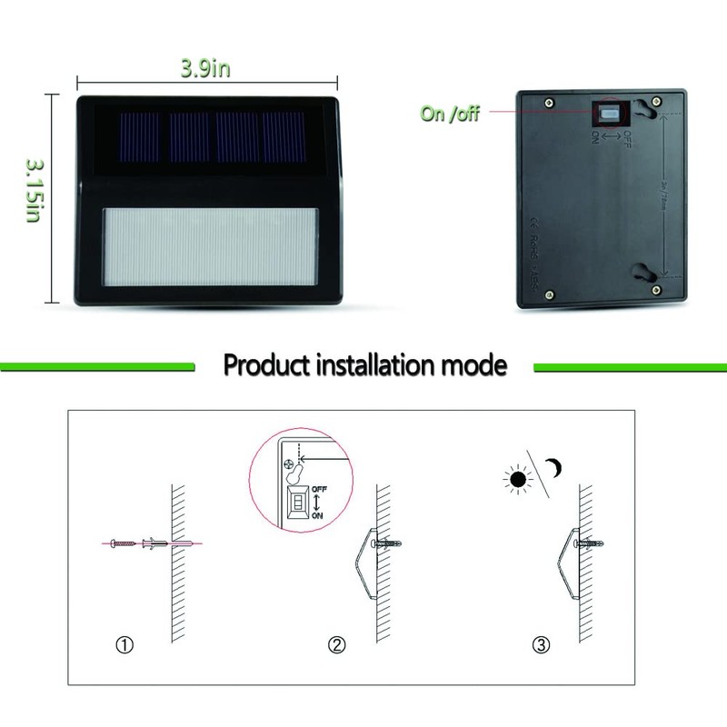 Follateas Solar Lights Outdoor, Waterproof Solar Powered Deck Step Lights