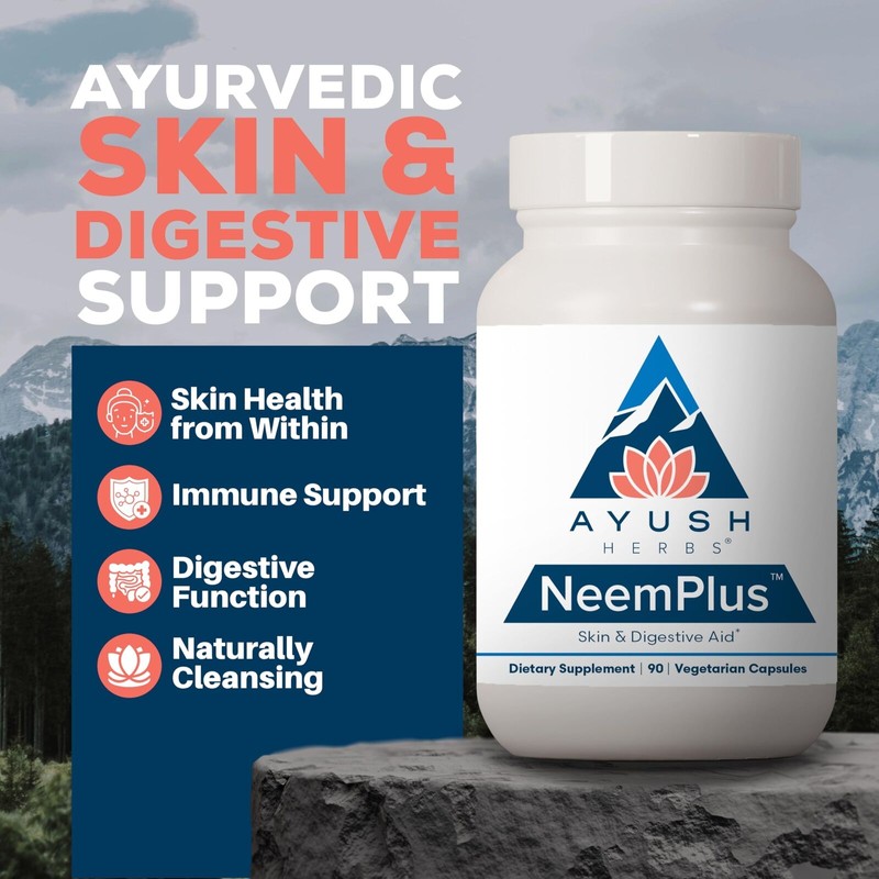 Ayush Herbs Neem Plus Herbal Supplement for Skin Immune Health
