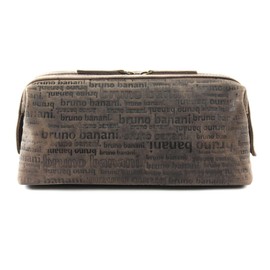 Bruno Banani All Over 020276 Toiletry Bag Genuine Leather Brown for Men and Women, brown