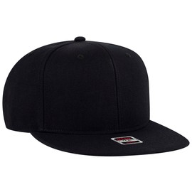 Otto Flat Visor Snapback Cap, Black and inner brim green
