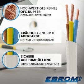 Hose Line H05VV-F 3G1 mm² - 3 x 1 mm² - White - 10 m and 25 m