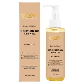 OilnGlow 100% Pure Organic Hydrating Body Oil with Vitamin E, Coconut, Jojoba, Olive & Sweet Almond Moisturizing Oil For Women & Men Dry Skin After Shower- Unscented 5.07 fl oz/150ml