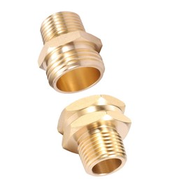 Garden Hose Adapter,3/4"GHT Male x 1/2" NPT Male Connector with 3/4"GHT Female x 1/2" NPT Male Connector,Brass Pipe to Garden Hose Fitting Connect (1/2 Couple)