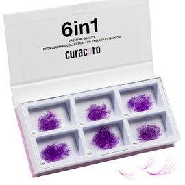 Curacoro Colored Promade Mix 1500 Fans | 5D Handmade Volume Eyelashes | CC Curl | 9-14mm Mixed Length | Long Lasting | Easy Application (Purple, 5D CC 9-14mm)