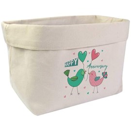 Large 'Anniversary Lovebirds' Canvas Organiser/Storage Bag (OR00034939)