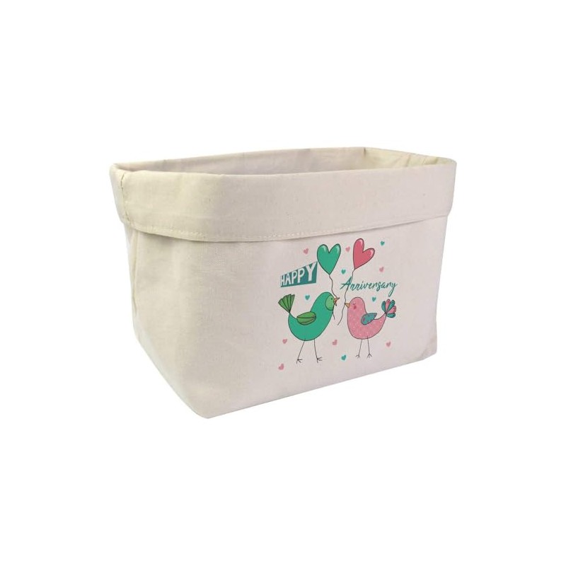 Large 'Anniversary Lovebirds' Canvas Organiser/Storage Bag (OR00034939)