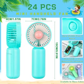 Woanger 24 Pcs Mini Fans Portable Handheld Fan Bulk Battery Operated Personal Small Fans Powerful Eyelash Hand Fan for Wedding Summer Travel Camping, Not Included AA Battery (Purple,Green,Blue)