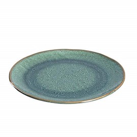 Leonardo Matera 018539 Ceramic Plate, Dishwasher-Safe Dinner Plate with Glaze, 1 Round Stoneware Plate, Green, Diameter 22.5 cm, Pack of 1