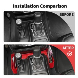 JWWY Gear Shift Storage Box Compatible with 2018-2025+ Jeep Wrangler JL JLU & Gladiator JT 4xe Center Consoles & Organizers Trunk for Jeep Wrangler JL Interior Accessories Red