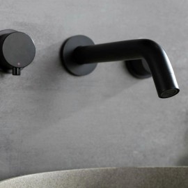 Homein Matte Black Double Handle Concealed Wall Mount Sink Faucet, CUPC Certified CEC Compliant Basin FaucetColor: Black, Surface Finishing: Matte Black