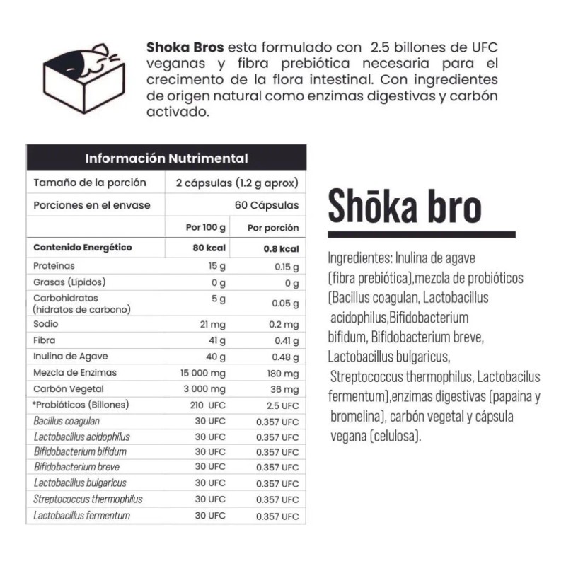 Shoka Eiyo Bros Capsula Veganas Equilibrio Digestivo Sabor Sin sabor