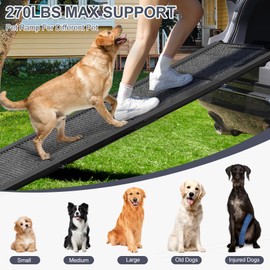 Dog Ramp for Car 71" Extra Long & 17.2" Wide Folding Dog Ramps for Large Dogs with Non-Slip Rug Surface Portable Dog Car Ramp for SUV Car & Truck, Outdoor Dog Ramp Up to 270 LBS