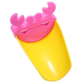 Bcurb Kid Faucet Extender Accessory Helps Children Toddler Kids Babies Hand Wash in Bathroom Sink Tap Extension (Yellow/Pink - 1 Set (Crab Design))
