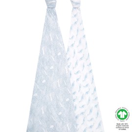 aden + anais Swaddle Blanket, 100% Organic Cotton Blankets for Girls & Boys, Baby Receiving Swaddles, Ideal Newborn & Infant Swaddling Set, 2 Pack, Oceanic
