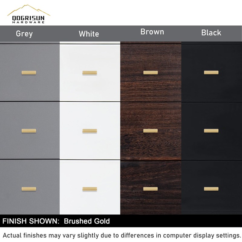 QOGRISUN 5-Pack Solid Brass Cabinet Knobs Hexagon Drawer Handles,Single Hole