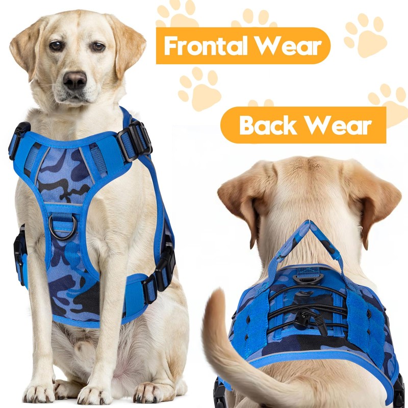 Heavy-Duty Tactical Dog Harness for Large Dogs, No Pull Adjustable