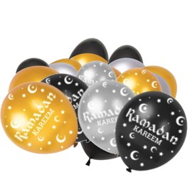 Ramadan Kareem Eid Mubarak Decorations Bunting Latex Balloons Moon Star Decor Islamic EID Party Iftar Party Decor Latex Balloons 12" Each (100pcs/set)
