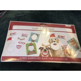 HOLIDAY TIME 10 PET PHOTO PROPS ASSORTED SIZES PLASTIC STICKS NEW IN PACKAGE