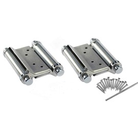 2Pcs 76mm 3'' Cafe Saloon Door Hinges Double Action Spring Hinge Stainless Steel Self-Closing (Silver)