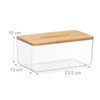 Relaxdays Tissue Box, Plastic & Bamboo, Cosmetic Tissue Box, Square