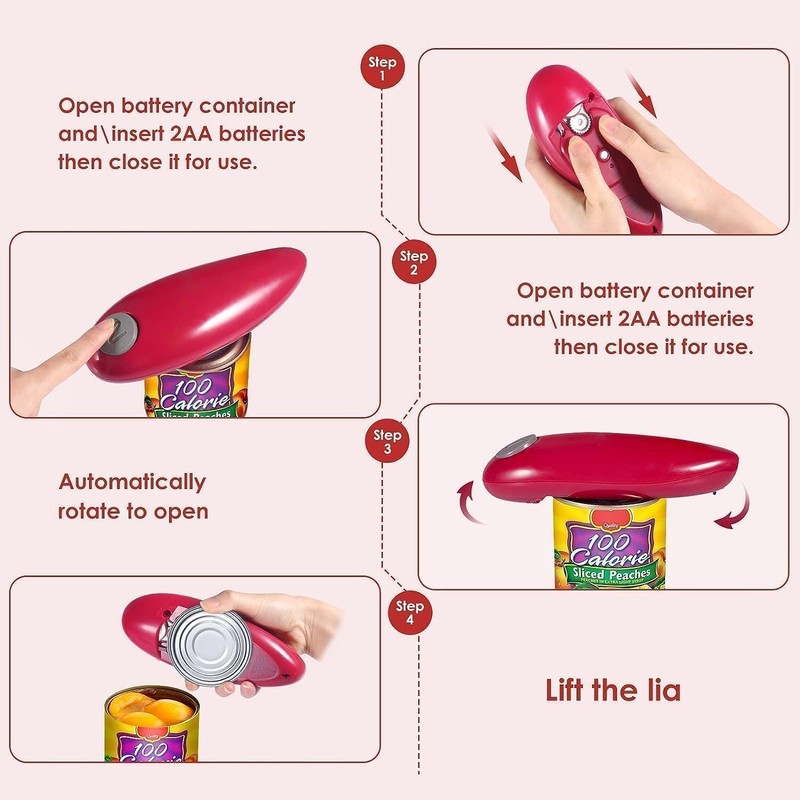 Electric Can Opener, Handheld One Touch Automatic Can Openers Fit