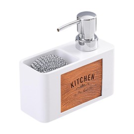 ＫＬＫＣＭＳ Kitchen Soap Dispenser with Sponge Holder,Refillable,Multifunctional,Liquid Hand Soap Dispenser Soap Brush Storage for Sink, White