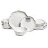 Sango 12 Pieces Stoneware Dinnerware Set, Modern Reactive Blue Dishes