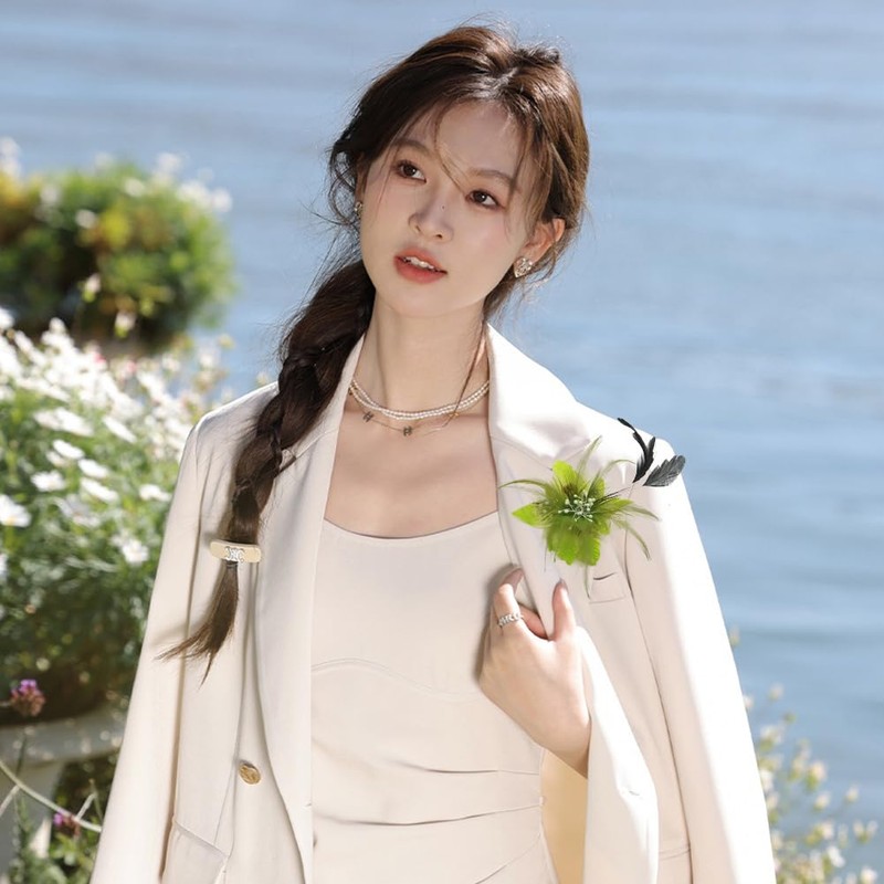 Multi-function Feather Flower Brooch Pins & Hair Clips for Women