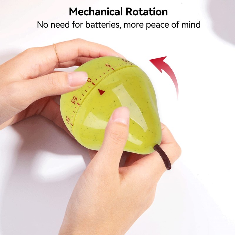 Mechanical Kitchen Timer,60 Minutes Cartoon Pear Timer Countdown Alarm Clock,Mechincal