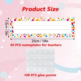Lucleag 50PCS Polka Dot Classroom Name Plates for Desk, Colorful Confetti Dot Nameplates for Classroom Cubbies, School Classroom Name Plates Student Desk Name Tags for Teachers, 10x3 inch