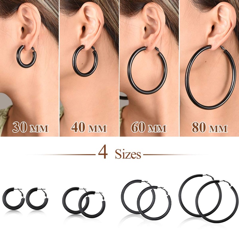 FOCALOOK 5 mm Thick Circle Hoop Earrings for Women Girls