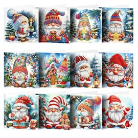 Diamond Painting Christmas Cards, 12 Pcs Christmas Diamond Painting Cards with Envelopes, DIY Christmas Diamond Art Christmas Cards Diamond Art Kits for Adults Christmas Crafts