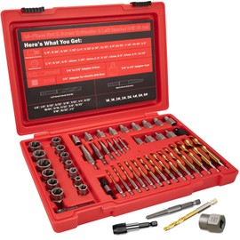 UYECOVE 53Pcs Screw Bolt Extractor Set, Left Hand Drill Bit Set 6542/4341 HSS, Easy Out Bolt Extractor Set with Hex Adapter, Stripped Bolt Remover for Broken Rusted Nuts Screws, Bolts, Studs