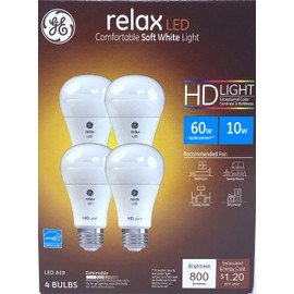 HD LED Light Bulbs, Soft White, 10.5-Watts, 800 Lumens, 4-Pk.