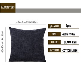 GONOVE Cushion Cover,4 Pack 45×45cm Linen Cotton Pillowcase Vintage Style Square Throw Pillow Covers Decorative Cushion Covers for Sofa, Couch, Bed, Bench