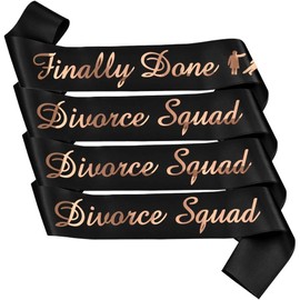 Finally Done and Just Divorced Squad Sash (4 pc) Black Divorced Party Supplies Decorations for Finally Divorced, Newly Unwed, Single Women, Funny Divorce, Break Up Gift - Party Sash MS4U Done
