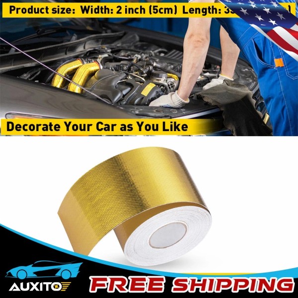 Unbranded 2inch*33FT Gold Intake Heat Reflective Tape Self-adhesive Wrap Temperature