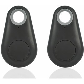 Riloer Mini Smart Bluetooth 4.0 GPS Tracker Finder, Suitable for Car Baby Key Pet Location Alarm, 2 x Black